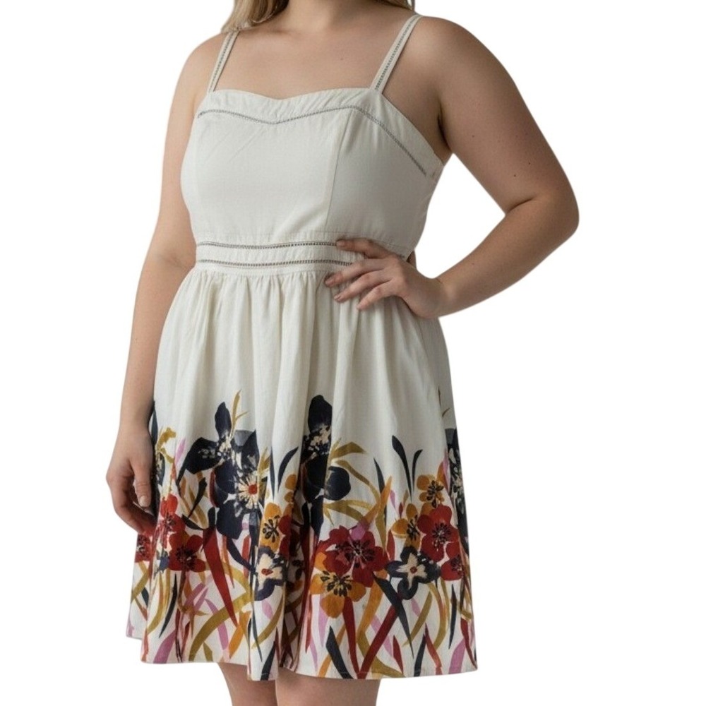 Adrianna Papell Floral Fit Flare Dress Womens 16‎ Garden Party Summer